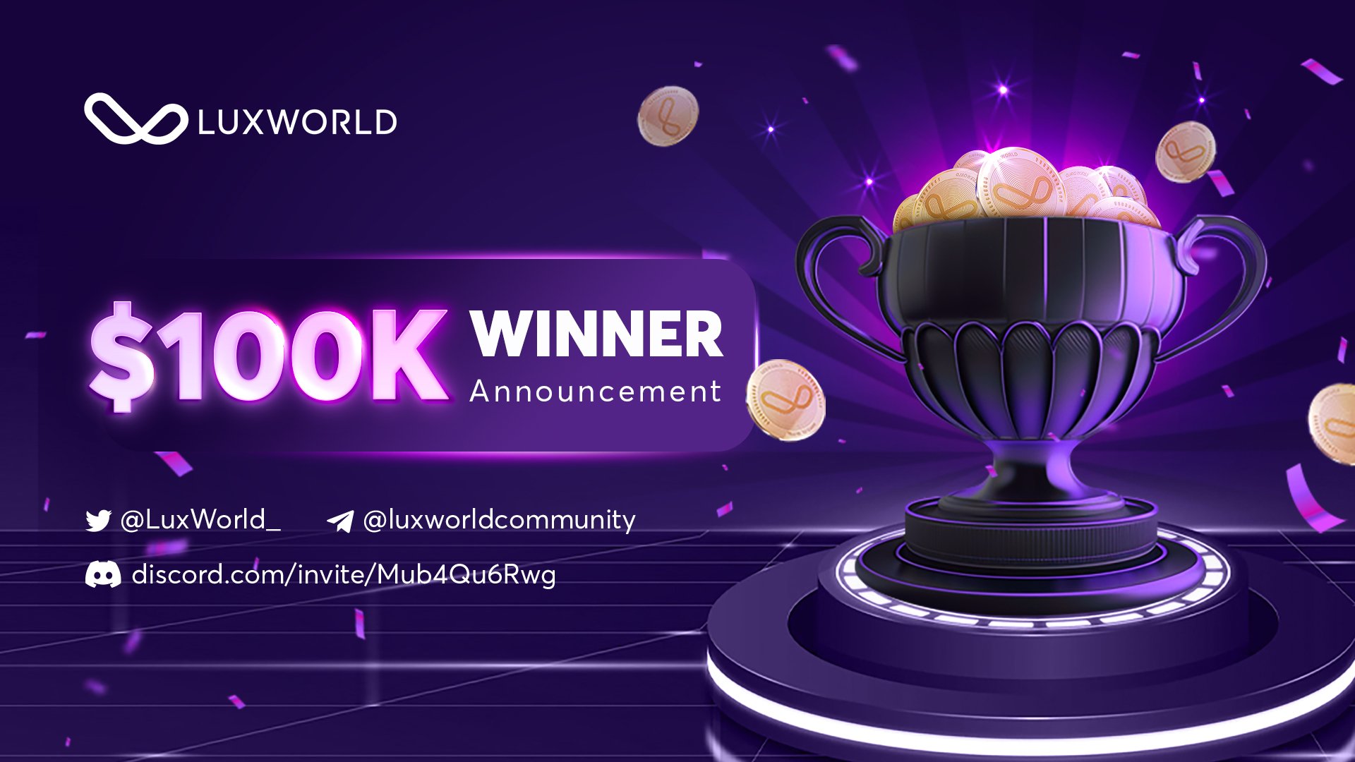 LuxWorld Winner of Win 100k Event
